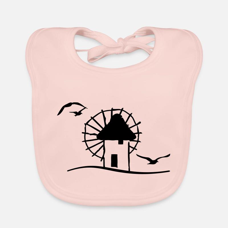 Griechische Windmühle / Greek windmill (1c) - Baby Bio-Lätzchen - Rose