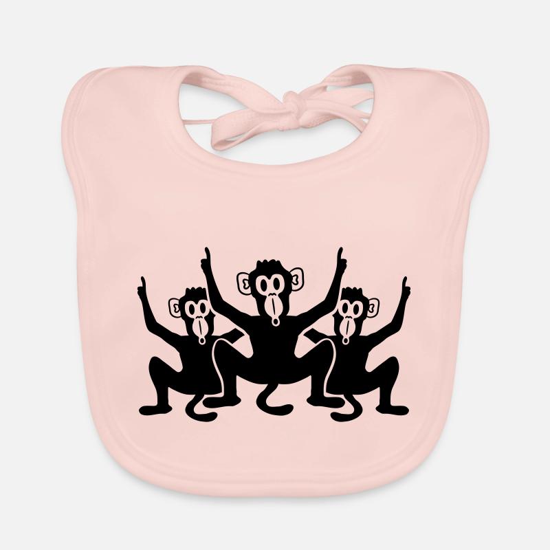 3 fun party celebration monkey friends team Organic Baby Bibs