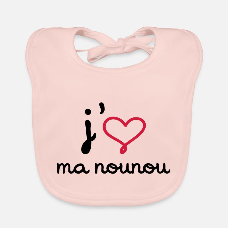 J'aime ma nounou - Bavoir bio Bébé - rose