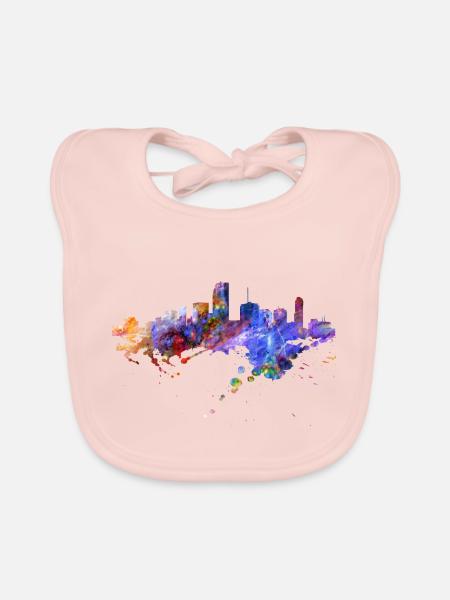 Miami Skyline - Organic Baby Bibs - rose - Front