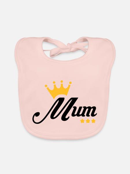 Mum / Mom / Baby / Mummy / Mother's day / Birth - Organic Baby Bibs - rose - Front