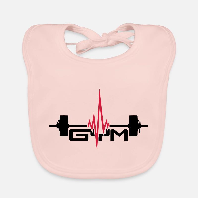 gym text logo gewicht heben puls frequenz herzschl Baby Bio-Lätzchen