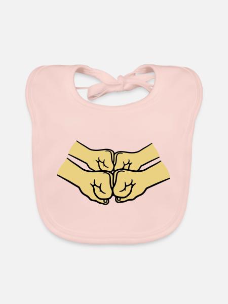 Équipage à 4 mains - Bavoir bio Bébé - rose - Devant
