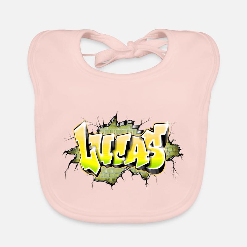 Lucas graffiti name yellow Organic Baby Bibs