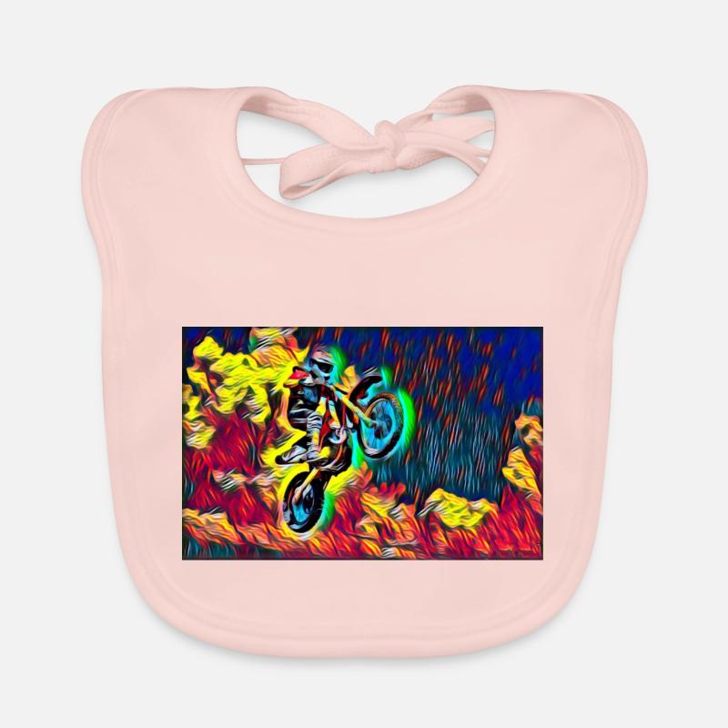 Motocross - Bavoir bio Bébé - rose