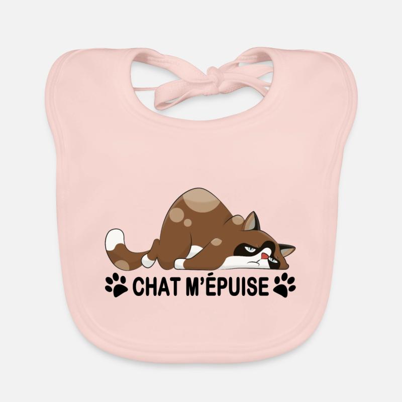Chat m'épuise - Bavoir bio Bébé - rose