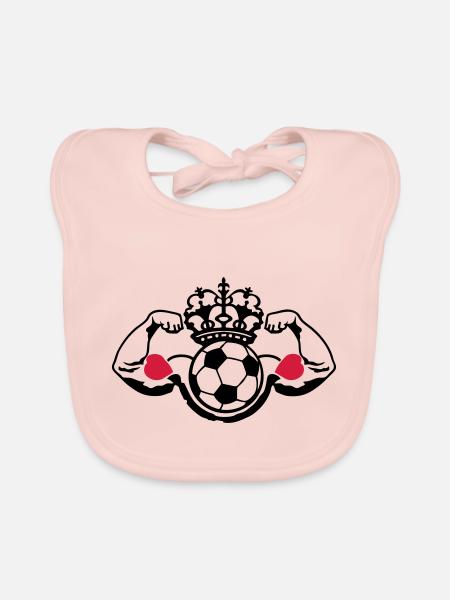 Fußball Krone Ball Muskeln - Baby Bio-Lätzchen - Rose - Vorne