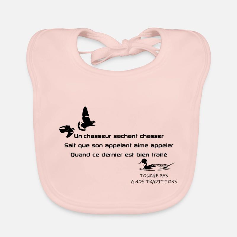 chasse - touche pas à nos traditions - Bavoir bio Bébé - rose