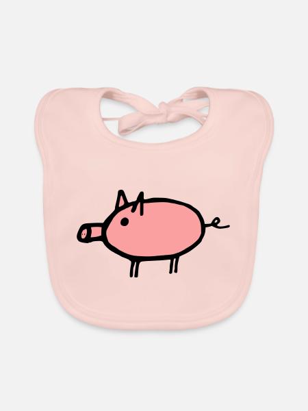Schwein - Baby Bio-Lätzchen - Rose - Vorne