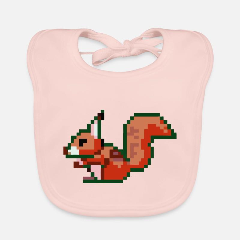 Eichhörnchen Pixel Art Geschenkidee Baby Bio-Lätzchen