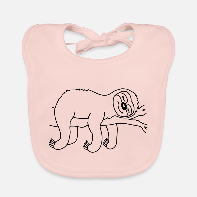 Relaxed tired sloth sleeps Organic Baby Bibs