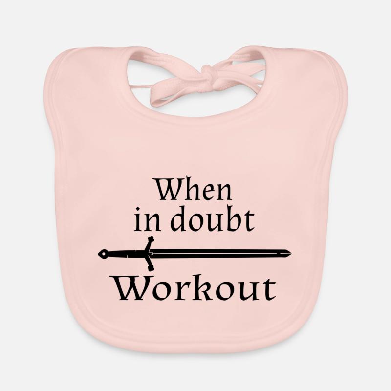 when in doubt work out motto schwarz Baby Bio-Lätzchen