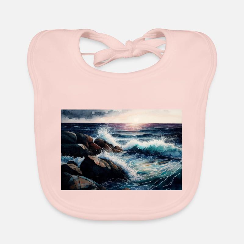 lever de soleil sur la mer Bavoir bio Bébé