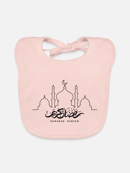 Ramadan Kareem/Islamic motif - Organic Baby Bibs - rose - Front