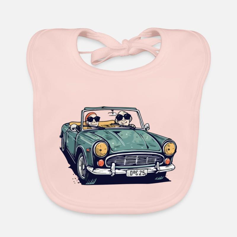 Denise et roger en cabriolet - Bavoir bio Bébé - rose