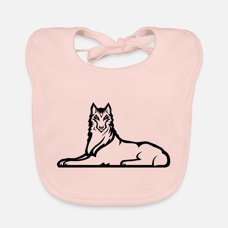 Lone Chechen Wolf - One Black Color Organic Baby Bibs