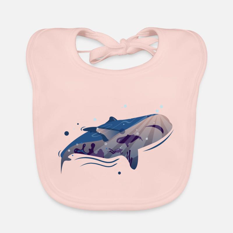 Baleine Rorqual bleu - Bavoir bio Bébé - rose