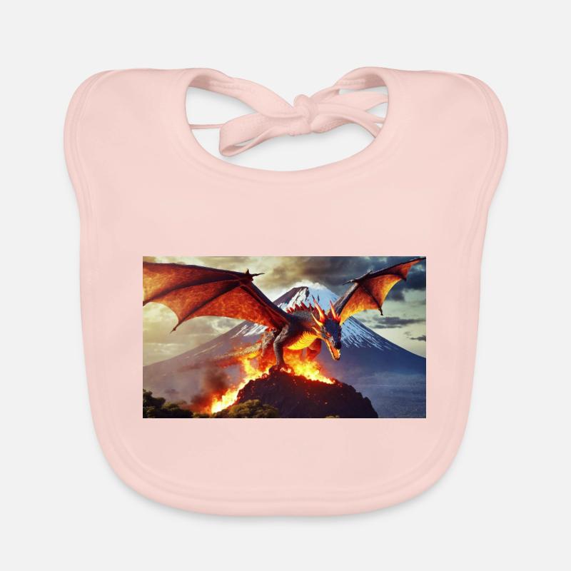 A realistic majestical dark dragon is climbing a v Organic Baby Bibs
