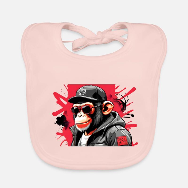Cool monkey with sunglasses and cap Organic Baby Bibs