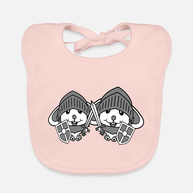 2 Hasen Ritter Schwert Schild Rüstung Helm Held Baby Bio-Lätzchen