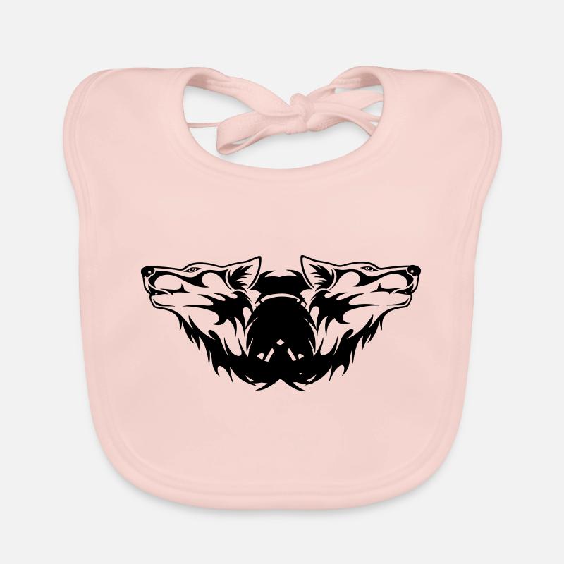 Double-Wolf Logo Organic Baby Bibs