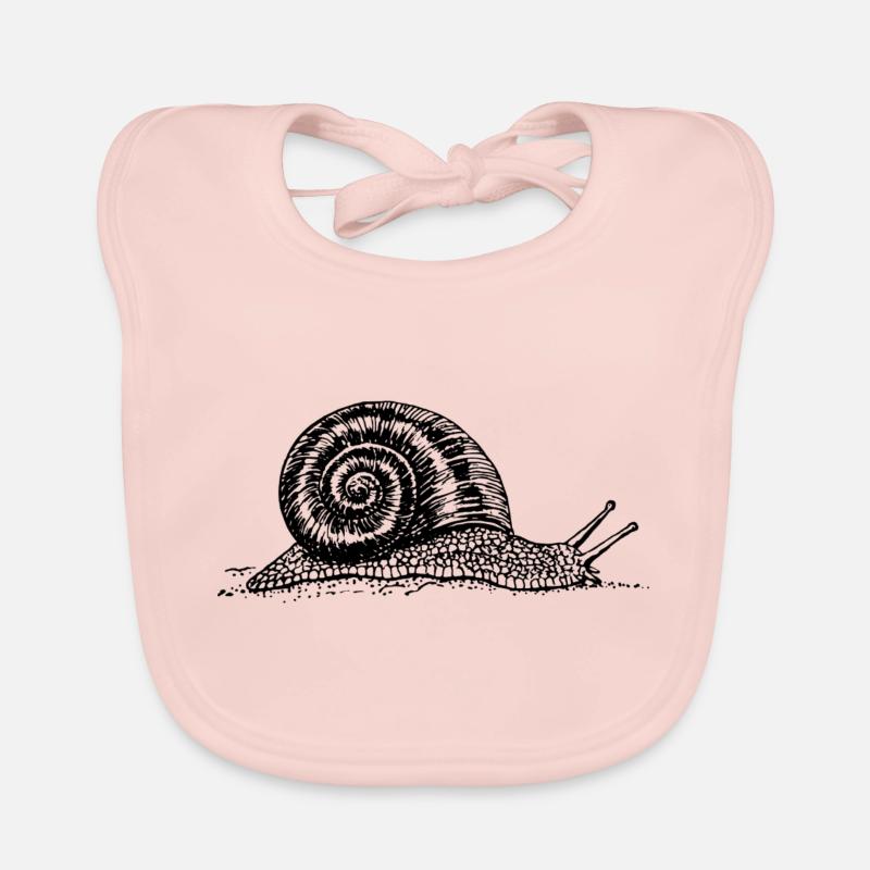 Black and withe snail Organic Baby Bibs