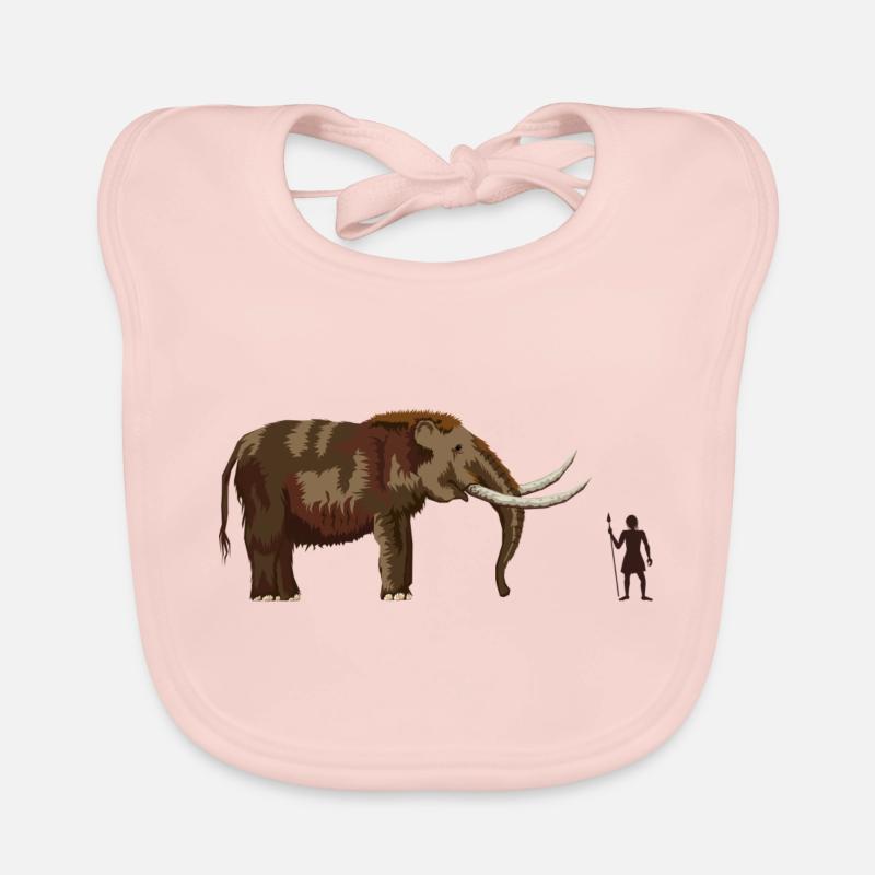 Mammouth et chasseurs - Bavoir bio Bébé - rose