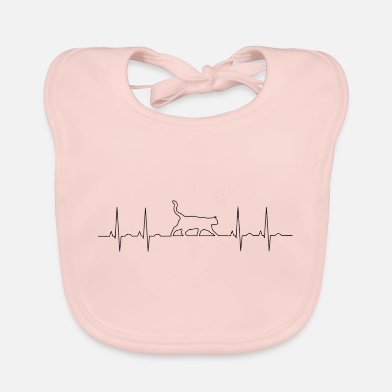 chat chats rythme cardiaque EKG amour de chat Bavoir bio Bébé