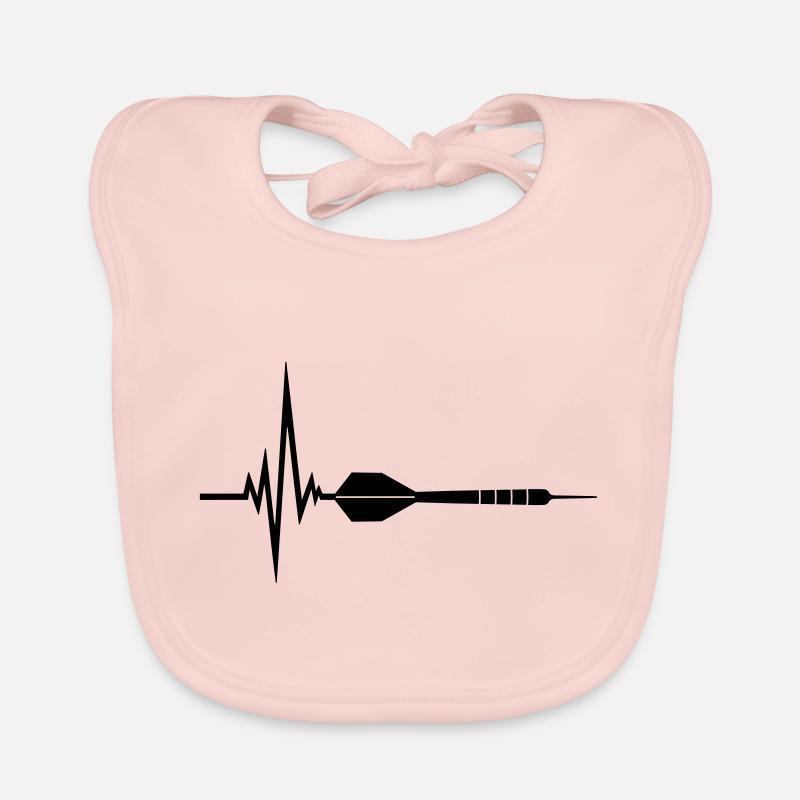 cœur battre pouls fréquence logo texte jouer fléchettes v - Bavoir bio Bébé - rose