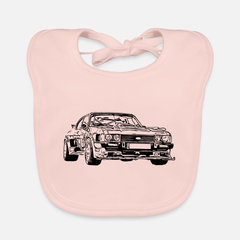 Oldtimer Schwarz - Baby Bio-Lätzchen - Rose
