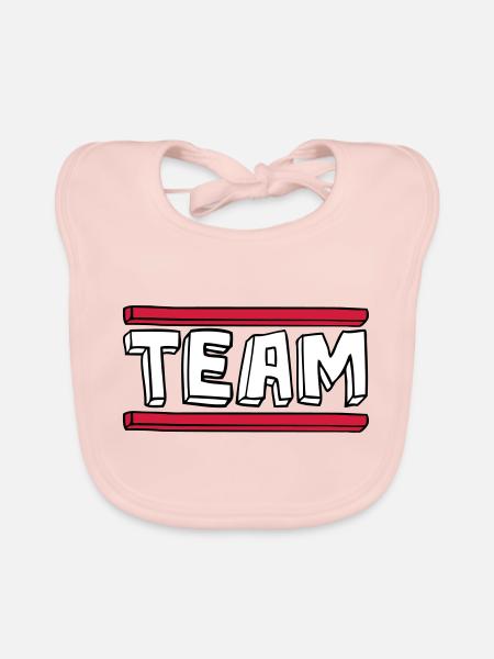 bande dessinée balken logo fête groupe pinceau - Bavoir bio Bébé - rose - Devant