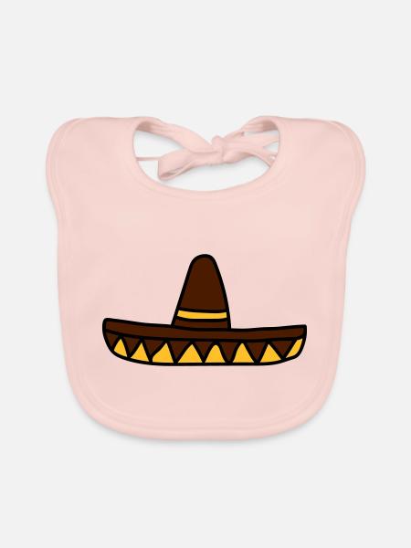 sombrero mexican funny south america siesta spani - Organic Baby Bibs - rose - Front