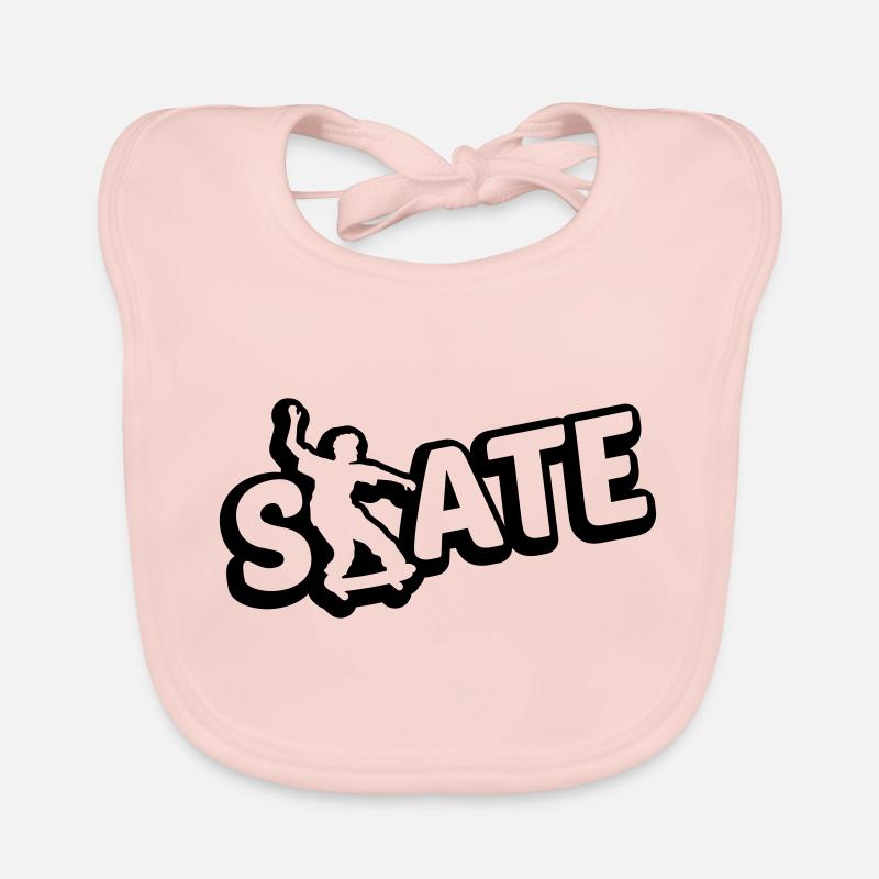 cool skate text logo skateboard stunt trick ride Organic Baby Bibs