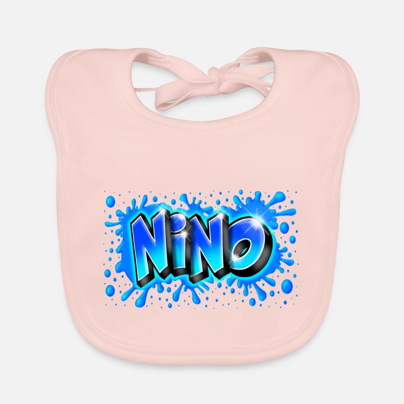 Graffiti NINO platsch blau Baby Bio-Lätzchen