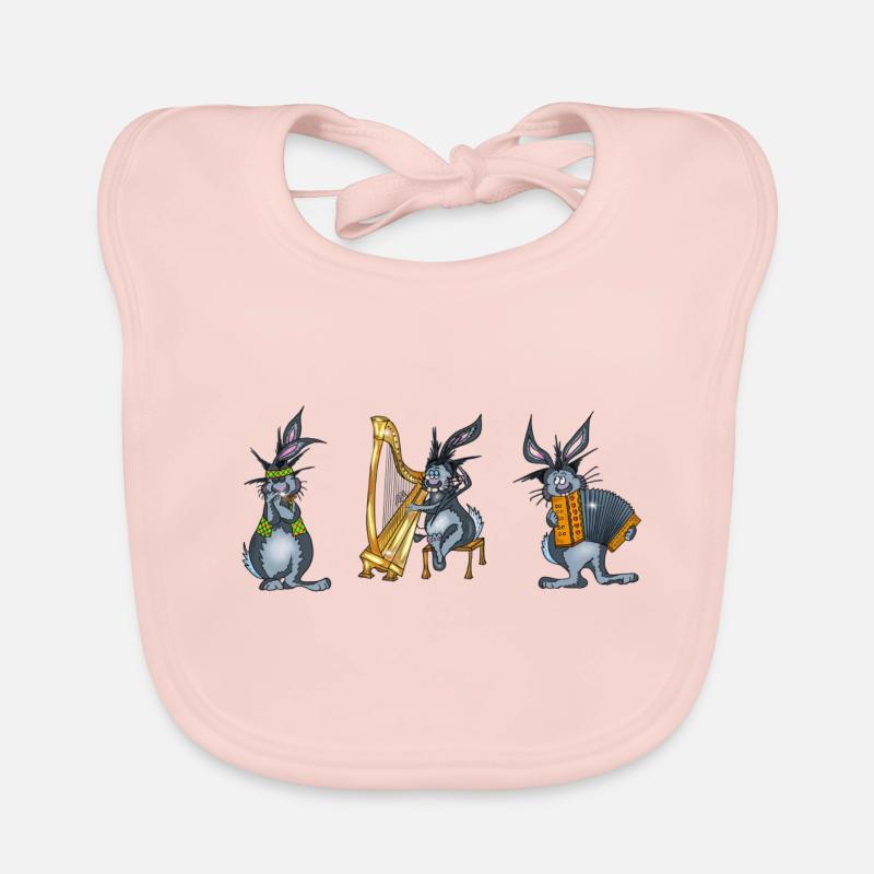 Rabbits play music in a wild composition Organic Baby Bibs