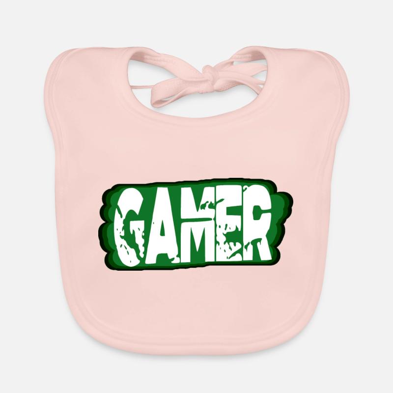 gamepad jeu vidéo vidéo vidéogamer jeu vidéo - Bavoir bio Bébé - rose