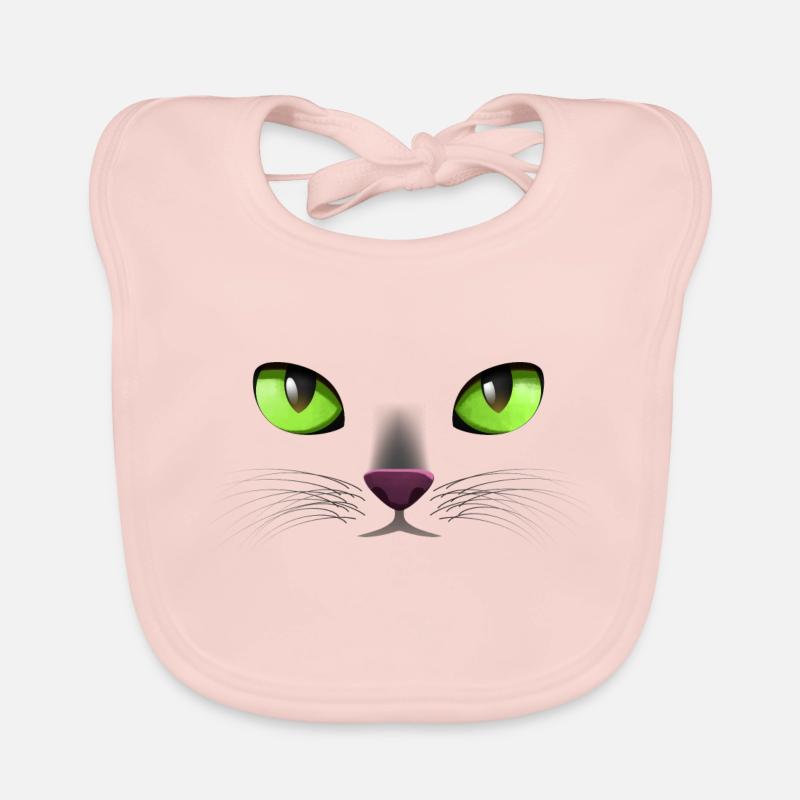 Visage de chat Yeux verts Bavoir bio Bébé