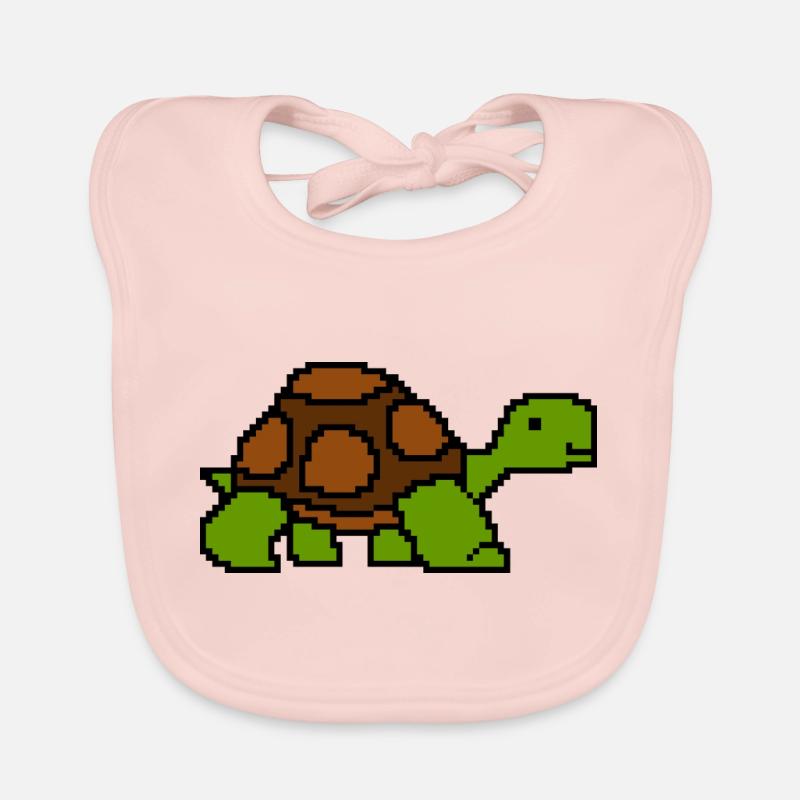 Tortoise Turtle Pixelart Retro Organic Baby Bibs