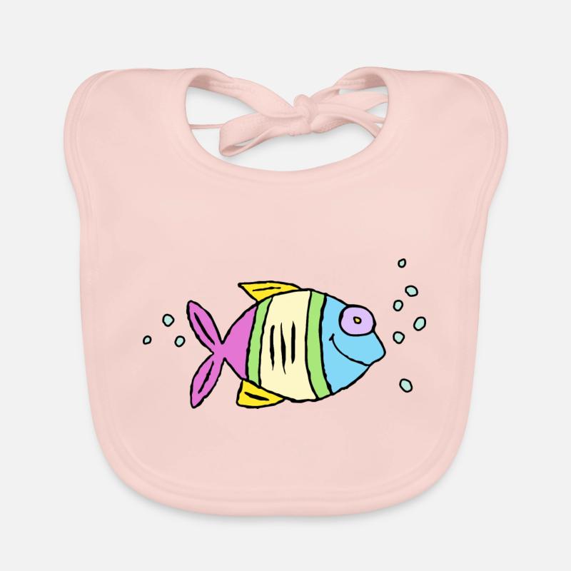 Poisson Cichlide Eau Mer Graffiti Dessin Bavoir bio Bébé