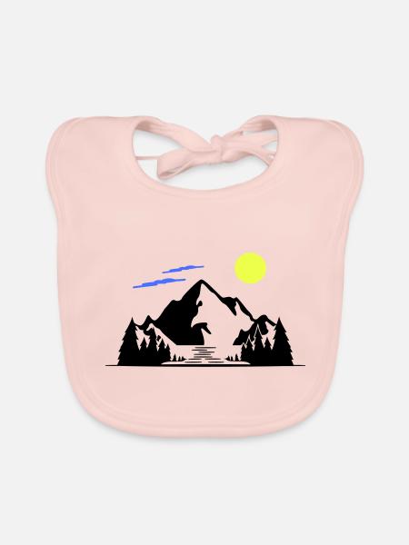 Montagnes - Bavoir bio Bébé - rose - Devant