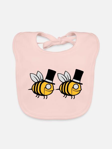 Team Zylinder Hut Bienen - Baby Bio-Lätzchen - Rose - Vorne