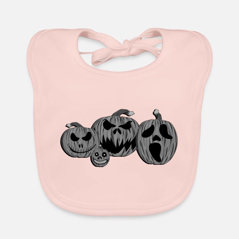 Spooky Halloween | Funny pumpkins and spider net Organic Baby Bibs