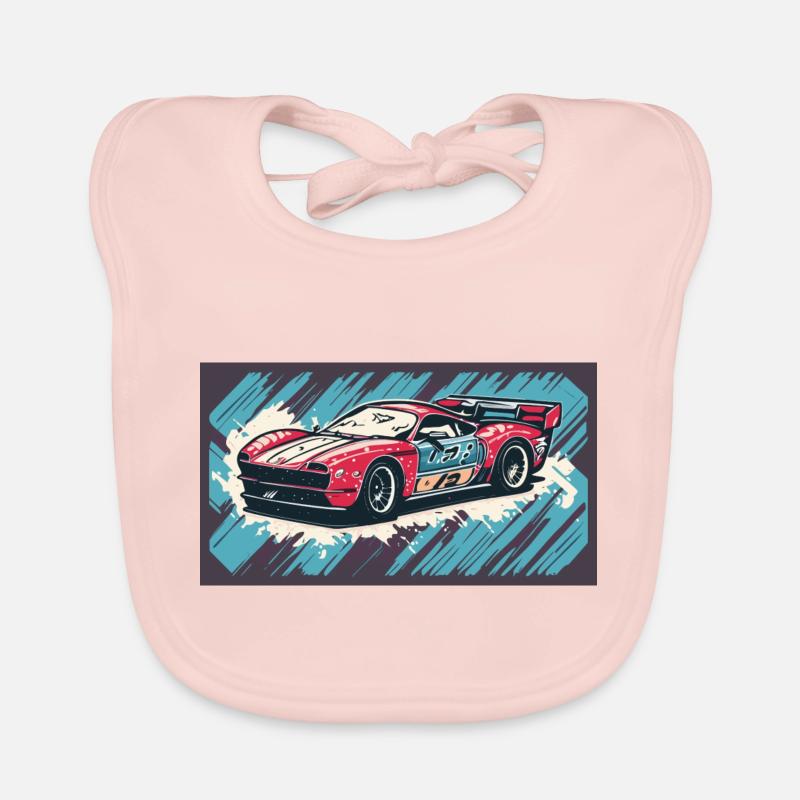 Voiture de course Rouge-Bleu Bavoir bio Bébé