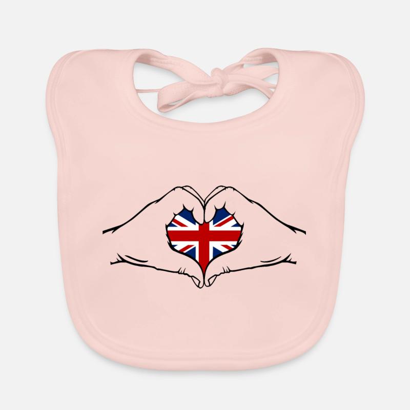 England Heart Shape with Hands Organic Baby Bibs