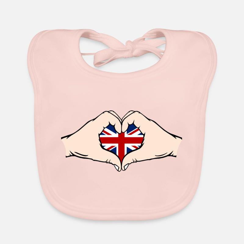 England Heart Shape with Hands Organic Baby Bibs