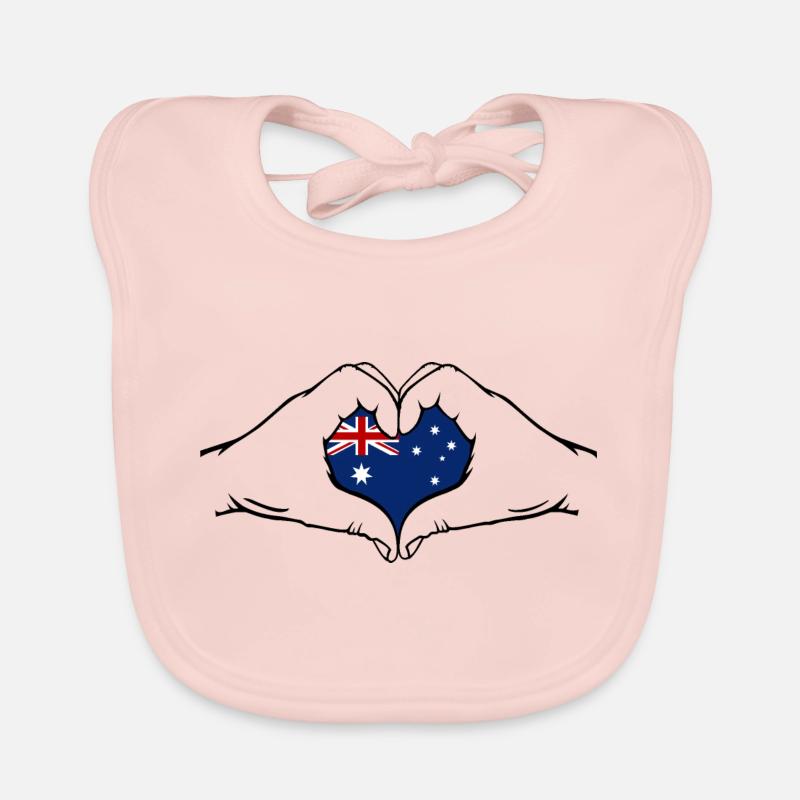 Australia Flag Heart Shape Organic Baby Bibs