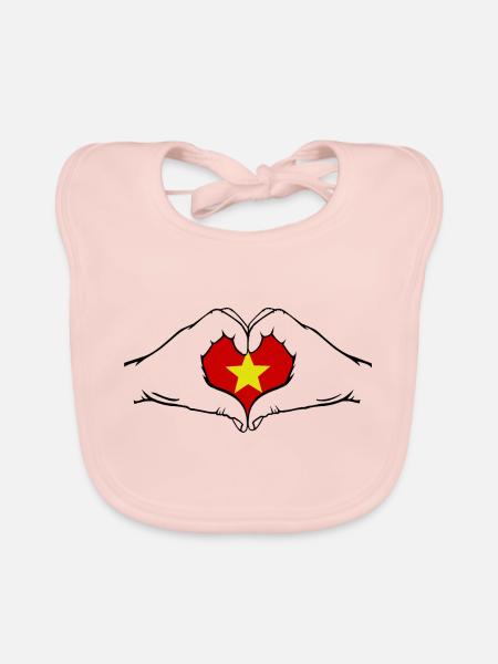 Vietnam Forme de coeur - Bavoir bio Bébé - rose - Devant