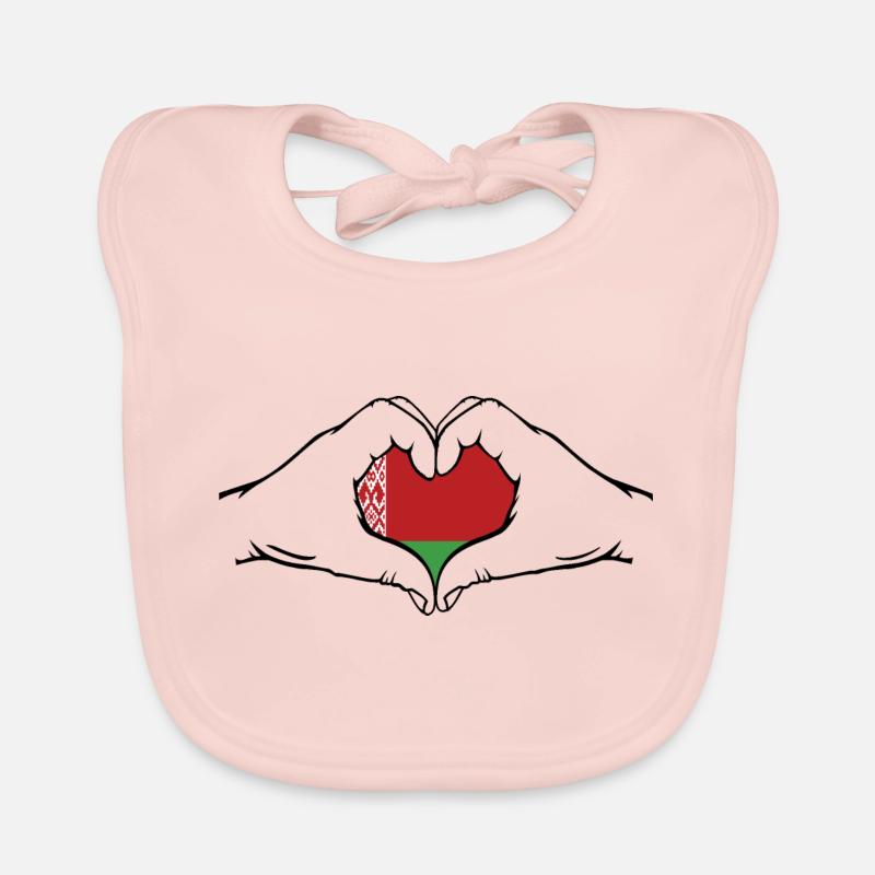 Belarus Flag Heart Shape Organic Baby Bibs