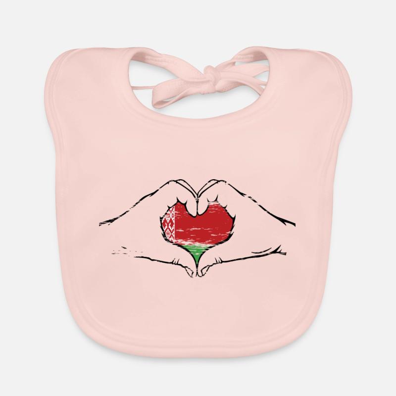 Belarus flag heart shape used Organic Baby Bibs