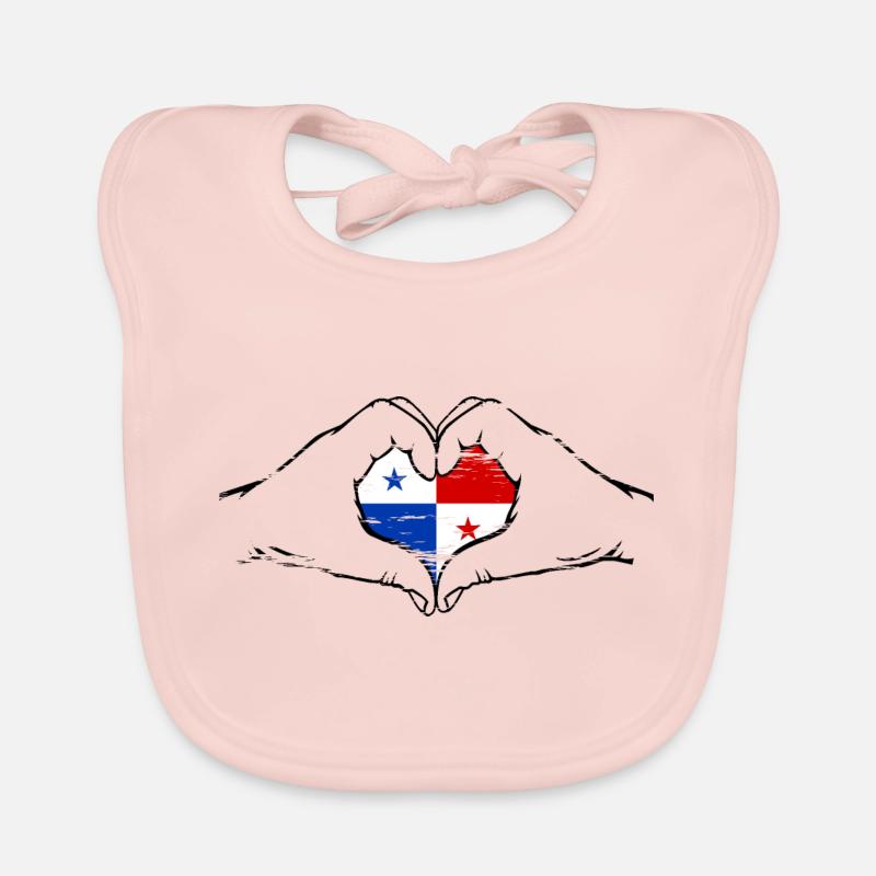Panama Flag Heart Shape Used Organic Baby Bibs